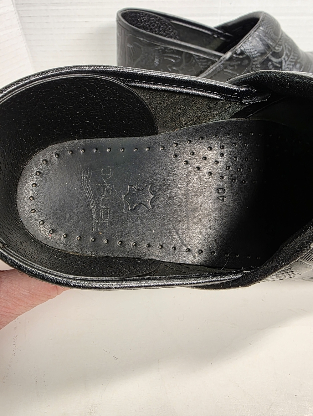 Dansko Black Embossed Leather Clogs - Picture 3 of 14